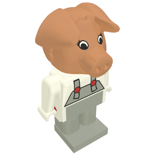 Rendu LDraw de Figurine Fabuland cochon 7 (Fabuland Figure Pig 7), couleur indicative