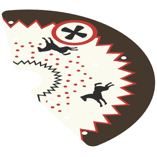 Rendu LDraw de Tente, couverture de tipi avec bord noir et cheval motif imprimé (Tent, Tepee Cover with Black Edge and Horses Print), couleur indicative