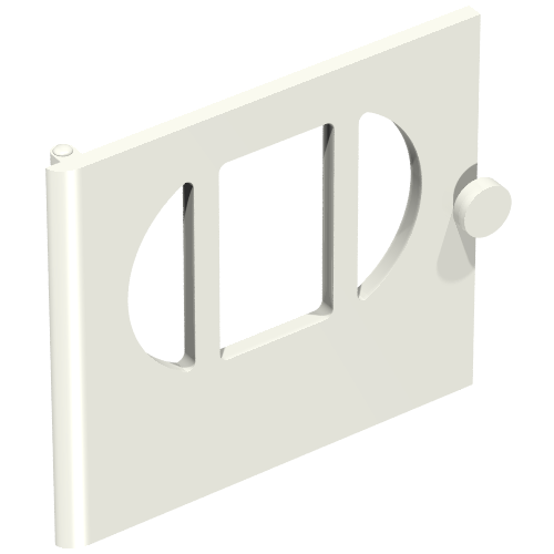 Rendu LDraw de Fabuland, Porte avec volet ovale en 3 sections (Fabuland, Door with Oval Pane in 3 Sections), couleur indicative