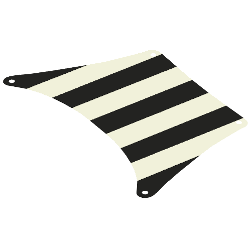Rendu LDraw de Voile, haut, 27 x 17 avec motif imprimé de rayures bleues épaisses (Sail, Top, 27 x 17 with Blue Thick Stripes Print), couleur indicative