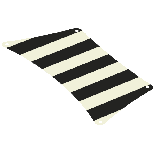 Rendu LDraw de Voile, fond, 30 x 15 avec motif imprimé de bandes épaisses rouges (Sail, Bottom, 30 x 15 with Red Thick Stripes Print), couleur indicative