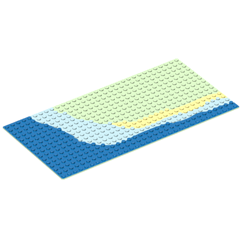 Rendu LDraw de Plaque de base 16 x 32 avec motif imprimé plage (Baseplate 16 x 32 with Beach Print), couleur indicative
