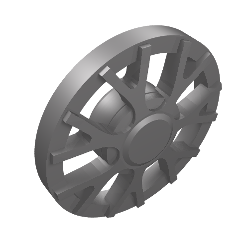 Rendu LDraw de Couvercle de roue 7 rayons forme Y - pour roue 18976 (Wheel Cover 7 Spoke Y Shape - for Wheel 18976), couleur indicative