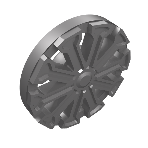 Rendu LDraw de Couvercle de roue 10 rayons en forme de T - pour roue 18976 (Wheel Cover 10 Spoke T Shape - for Wheel 18976), couleur indicative