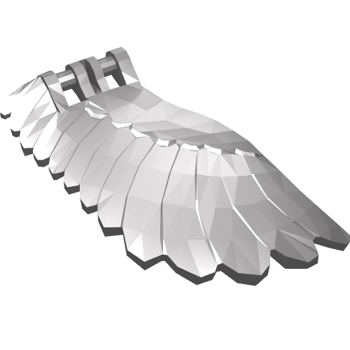 Partie du corps de la créature, aile 4 x 7 gauche avec plumes et poignées pour attaches (Creature Body Part, Wing 4 x 7 Left with Feathers and Handles for Clips)