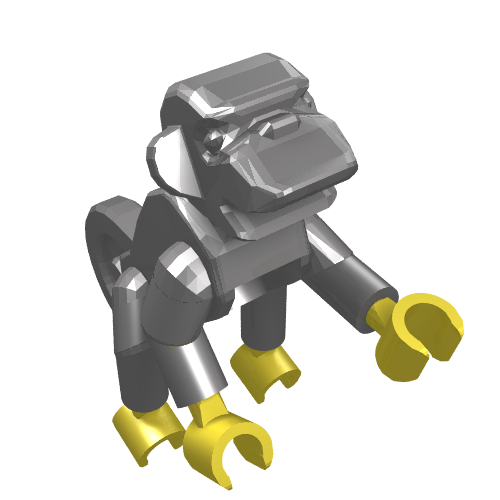 Rendu LDraw de Animal, singe, style 2 [assemblage complet] (sauvage de singe) (Animal, Monkey, Style 2 [Complete Assembly] (Monkey Wretch)), couleur indicative