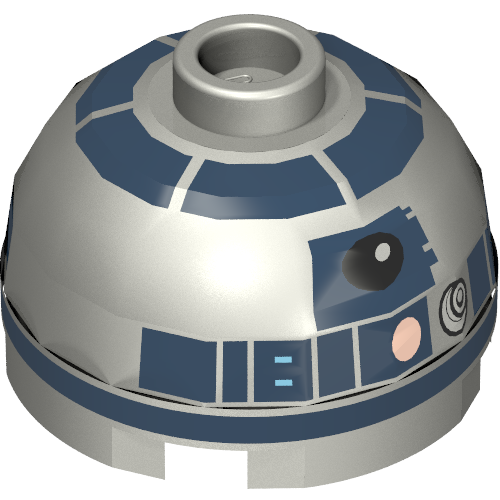 Brique ronde 2 x 2 dessus de dôme avec des points de lavande, motif imprimé bleu foncé (R2-D2) (Brick Round 2 x 2 Dome Top with Lavender Dots, Dark Blue Print (R2-D2))
