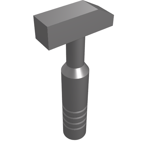Rendu LDraw de Outil marteau croix pein [poignée 3-ruban] (Tool Hammer Cross Pein [3-Rib Handle]), couleur indicative