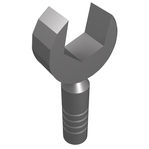 Rendu LDraw de Clé à outils / clé à bec ouvert End [poignée 3-Rib] (Tool Wrench / Spanner Open End [3-Rib Handle]), couleur indicative