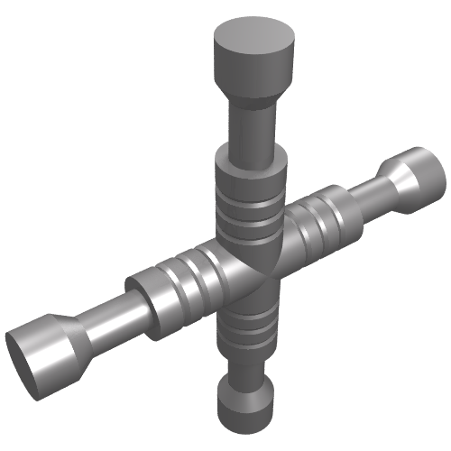 Rendu LDraw de Clé à outils 4 voies (Tool Wrench 4-Way Lug), couleur indicative