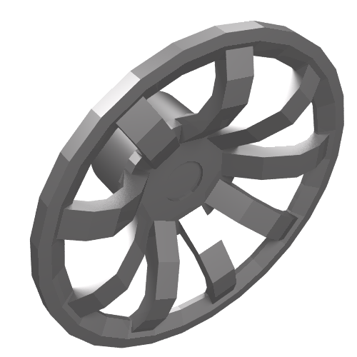 Rendu LDraw de Couvercle de roue 9 rayons - 24mm D. (Wheel Cover 9 Spoke - 24mm D.), couleur indicative