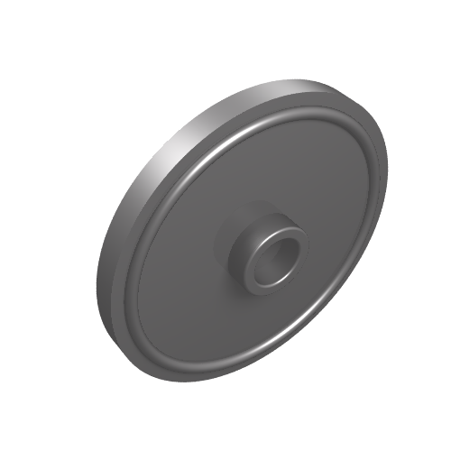 Rendu LDraw de Bouclier rond avec tenon et rebord surélevé [sans motif] (Shield Round with Stud and Raised Rim [Plain]), couleur indicative