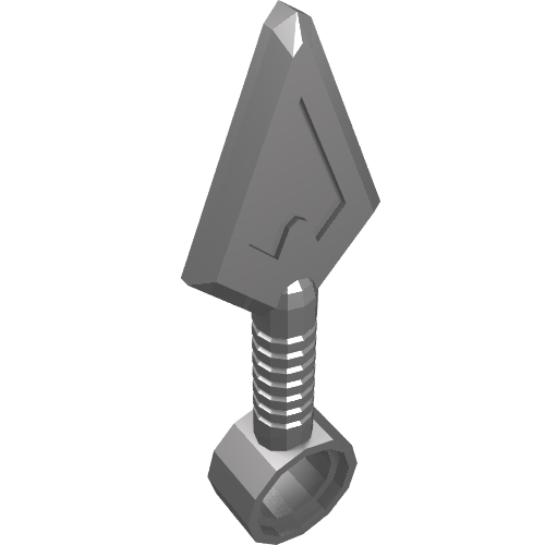Rendu LDraw de Lance d'arme courte avec trou (Weapon Spear Short with Hole), couleur indicative