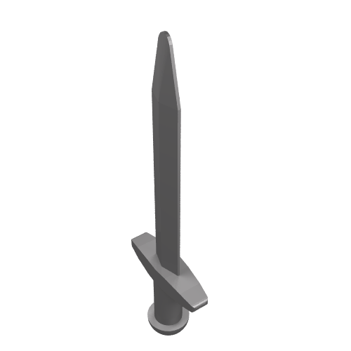 Rendu LDraw de Épée d'arme / Grande épée pointée avec un garde-croisement mince (Weapon Sword / Greatsword Pointed with Thin Crossguard), couleur indicative