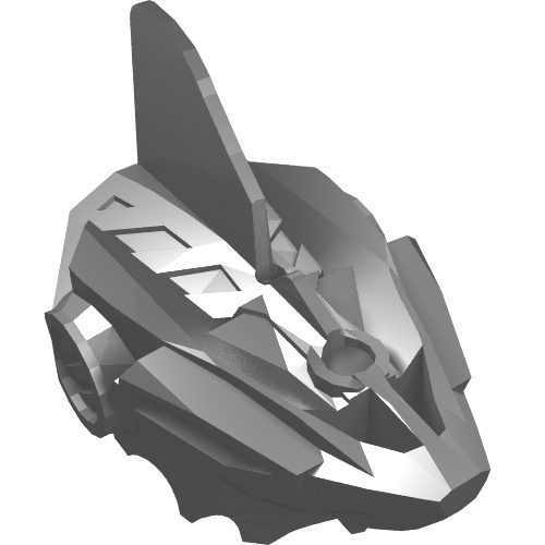Rendu LDraw de Masque de grande taille, requin robotisé (lame de mâchoire) (Large Figure Mask, Robotic Shark (Jawblade)), couleur indicative