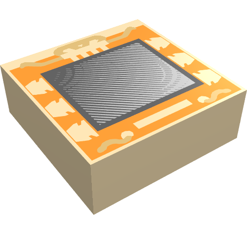 Rendu LDraw de Tuile 1 x 1 avec SW Sérigraphie (Tile 1 x 1 with SW Screen Print), couleur indicative