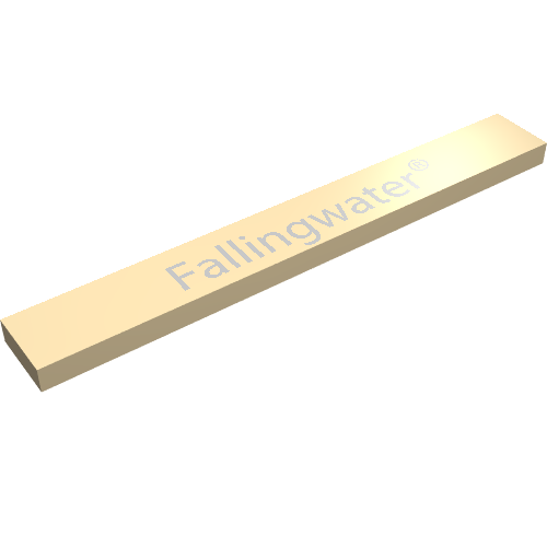 Rendu LDraw de Tuile 1 x 8 avec motif imprimé 'Fallingwater' (Tile 1 x 8 with 'Fallingwater' Print), couleur indicative