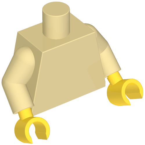 Rendu LDraw de torse, Tan Arms, Yellow Hands [Plain], couleur indicative