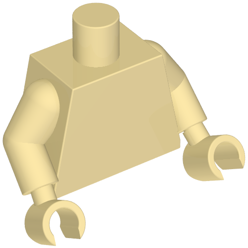 Rendu LDraw de Torse, bras et mains beige [sans motif] (Torso, Tan Arms and Hands [Plain]), couleur indicative