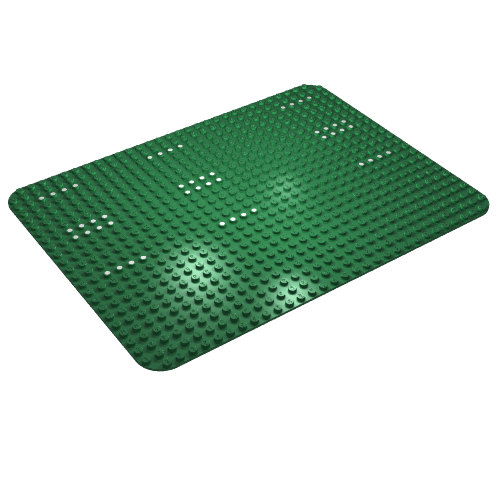 Rendu LDraw de Plaque de base 24 x 32 avec motif imprimé coins arrondis et points [149] (Baseplate 24 x 32 with Rounded Corners and Dots Print [149]), couleur indicative