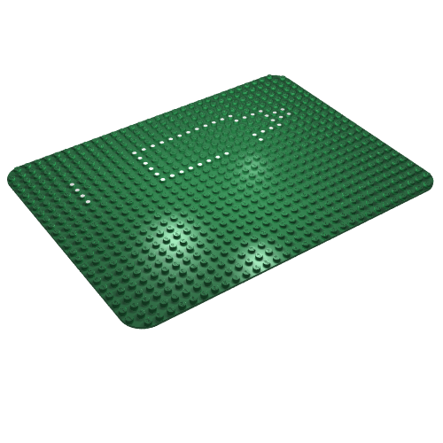 Rendu LDraw de Plaque de base 24 x 32 avec motif imprimé coins arrondis et points [361] (Baseplate 24 x 32 with Rounded Corners and Dots Print [361]), couleur indicative