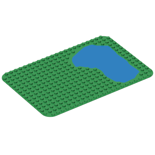 Rendu LDraw de Duplo Baseplate 16 x 24 avec Pond Print, couleur indicative