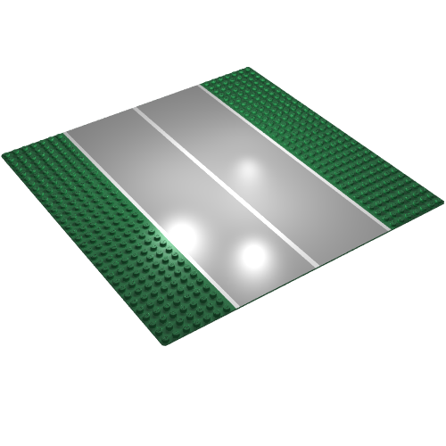 Rendu LDraw de Baseplate 32 x 32 avec 7-tenon Straight avec Plain Wide Runway / Road Print, couleur indicative
