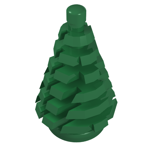Rendu LDraw de Plante, Pin - Petit 2 x 2 x 4 (Plant, Pine Tree - Small 2 x 2 x 4), couleur indicative