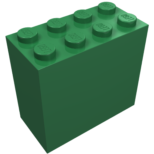 Rendu LDraw de Brique 2 x 4 x 3 avec motif imprimé 'Alien Conquest 2011' (Brick 2 x 4 x 3 with 'Alien Conquest 2011' Print), couleur indicative