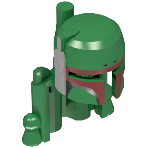 Casque, pack fusée avec motif imprimé de couleurs Boba Fett, reflets rouge foncé (Helmet, Rocket Pack with Boba Fett Colors Print, Dark Red Highlights)