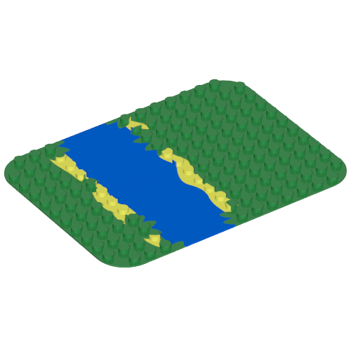 Rendu LDraw de Duplo Baseplate 12 x 16 avec Blue River Print, couleur indicative