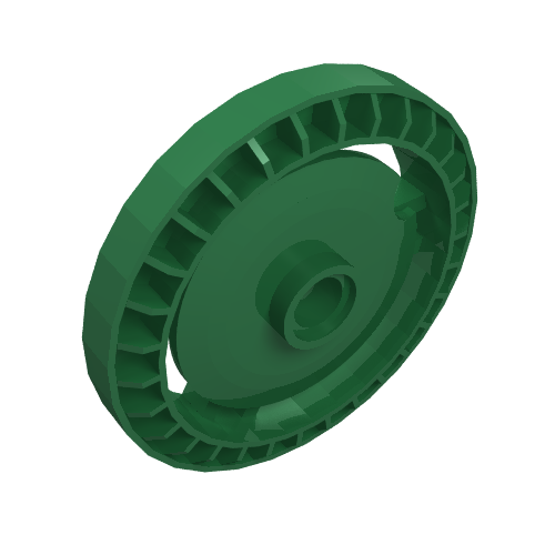 Rendu LDraw de Technic Disc 5 x 5 Notched, No connecteur [Plain], couleur indicative