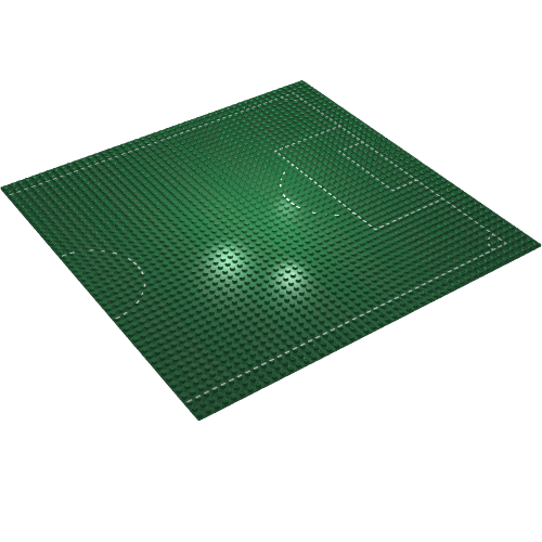 Rendu LDraw de Plaque de base 48 x 48 avec motif imprimé Terrain de jeu (Baseplate 48 x 48 with Playing Field Print), couleur indicative