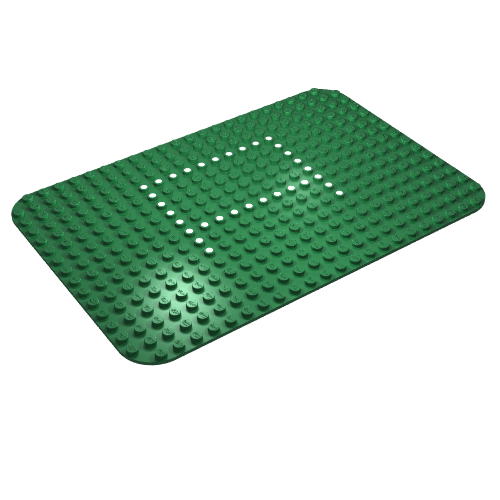 Rendu LDraw de Plaque de base 16 x 24 avec coins arrondis et imprimé 344 points (Baseplate 16 x 24 with Rounded Corners and Set 344 Dots Print), couleur indicative