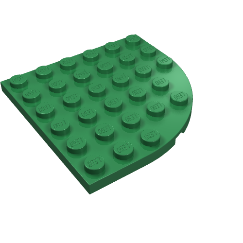 Rendu LDraw de Plaque ronde coin 6 x 6 (Plate Round Corner 6 x 6), couleur indicative