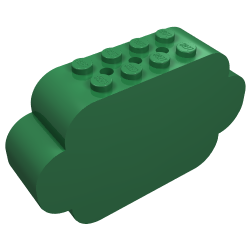 Rendu LDraw de Brique courbée 2 x 8 x 4 triples extrémités courbées (Brick Curved 2 x 8 x 4 Triple Curved Ends), couleur indicative