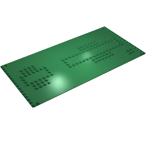 Rendu LDraw de Plaque de base 16 x 32 avec la gare tenon motif imprimé [342] (Baseplate 16 x 32 with Railway Station Stud Print [342]), couleur indicative