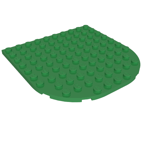 Rendu LDraw de Plaque 10 x 10 avec extrémité arrondie (Plate 10 x 10 with Rounded End), couleur indicative