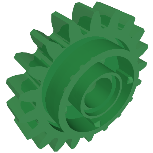 Rendu LDraw de 20 dents avec embrayage des deux côtés (Technic Gear 20 Tooth with Clutch on Both Sides), couleur indicative