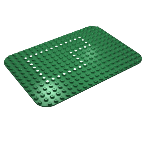 Rendu LDraw de Plaque de base 14 x 20 avec coins arrondis et motif imprimé 355 points (Baseplate 14 x 20 with Rounded Corners and Set 355 Dots Print), couleur indicative