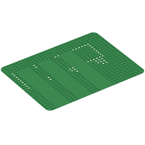 Rendu LDraw de Baseplate 24 x 32 avec Three Driveways and Dots Print [355], couleur indicative