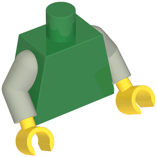 Rendu LDraw de torse, Light Gray Arms, Yellow Hands [Plain], couleur indicative