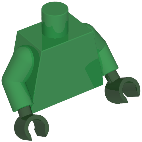 Rendu LDraw de torse, Green Arms, Dark Green Hands [Plain], couleur indicative