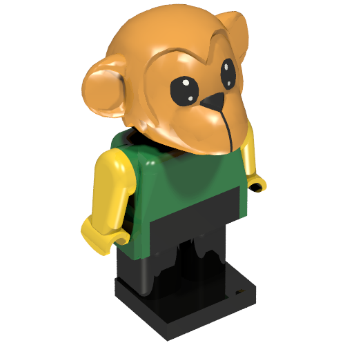 Rendu LDraw de Fabuland figurine singe 4 (Fabuland Figure Monkey 4), couleur indicative