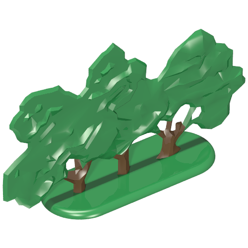 Rendu LDraw de Plant, Tree Flat Bush painted avec solid base, couleur indicative