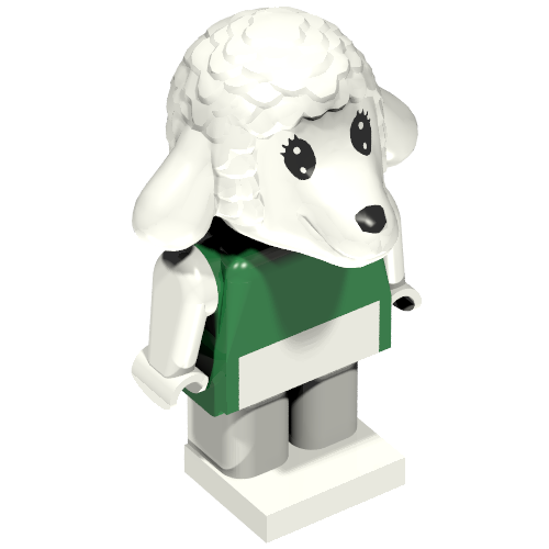 Rendu LDraw de Figurine Fabuland, agneau lisa (chemise verte) (Fabuland Figure, Lisa Lamb (Green Shirt)), couleur indicative