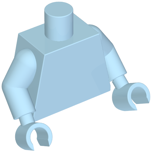 Torse, bras et mains bleu clair vif [sans motif] (Torso, Bright Light Blue Arms and Hands [Plain])