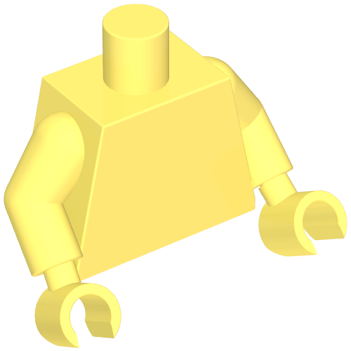Rendu LDraw de torse, Bright Light Yellow Arms, Hands [Plain], couleur indicative