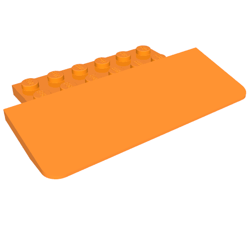 Rendu LDraw de Brique inclinée 8 x 5 x 2/3 avec 2 x 6 tenons (Brick Sloped 8 x 5 x 2/3 with 2 x 6 Studs), couleur indicative