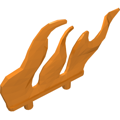 Rendu LDraw de Wave / Flame Rounded Row of Three avec Two Pins, couleur indicative